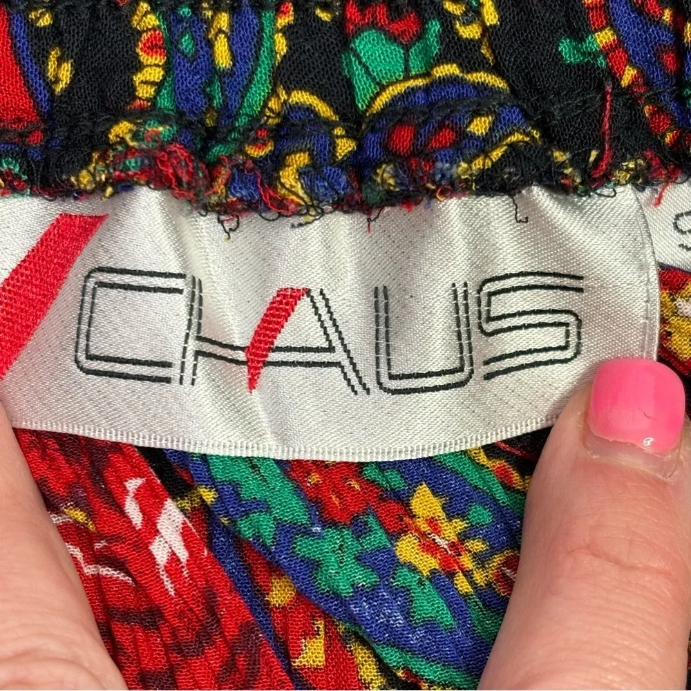 Vintage 1990s Chaus Midi Skirt Elastic Gathered‎ Waist Paisley Print Size Small